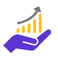 Hand holding a rising value chart